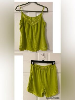 2PC. Set PALTAL Avocado Green Satin Lingerie